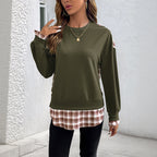 Women's Crew Neck Pullover Sweatshirt Long Sleeve Loose Fit