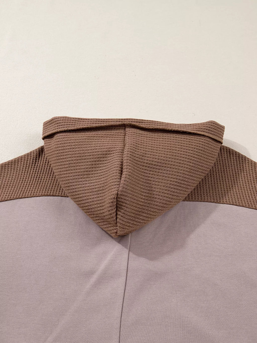 Sarah Express Women's Oversize Waffle Patchwork Exposed Seam Casual Hoodie