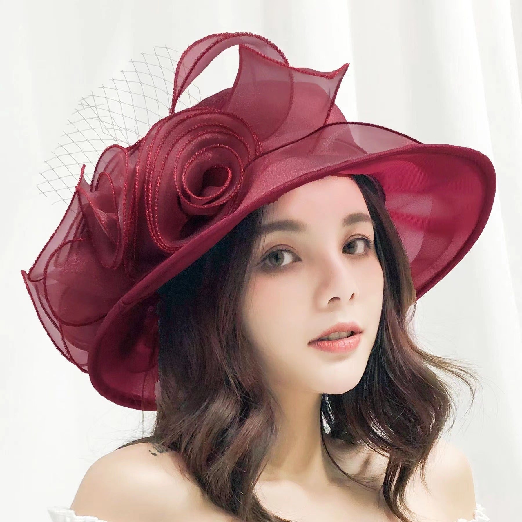 Women's Mesh Organza Bowler Sun Hat Breathable Foldable