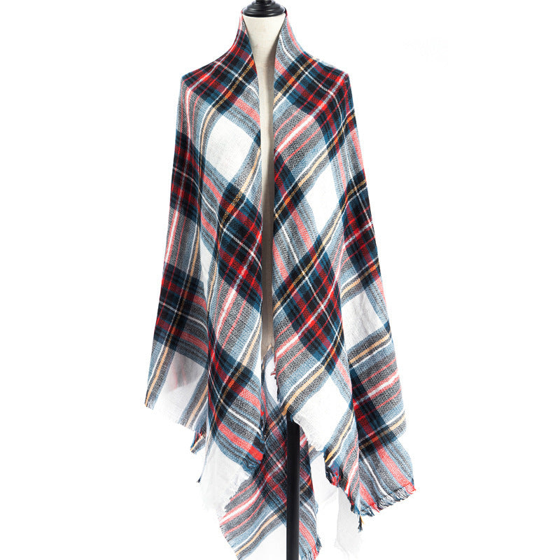 Women's Oversized Square Scarf Cashmere-like Double-Sided Shawl 140cm Woven Fall Winter Accessory