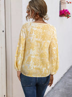 Sarah Express Women's V-Neck Long Sleeve Tie-Front Blouse