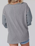 Sarah Express Women's Striped Color Block Long Sleeve T-Shirt