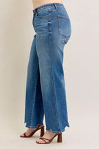 Sarah Express Women’s Plus Size High Rise Tummy Control Destroyed Wide Leg Jeans
