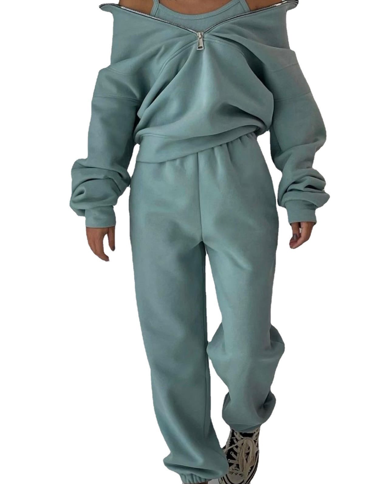 Fleece Sports Casual Three Piece Set Athleisure