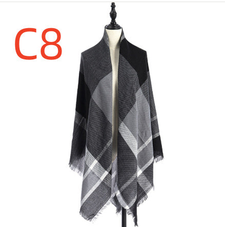 Women's Oversized Square Scarf Cashmere-like Double-Sided Shawl 140cm Woven Fall Winter Accessory