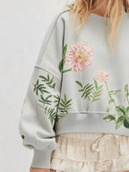 Sarah Express Women's Printed Round Neck Dropped Shoulder Sweatshirt