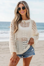 Sarah Express Women's Hollow Out Drop Shoulder Sweater