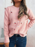 Sarah Express Women's Ribbed Button-Front Knit Cardigan