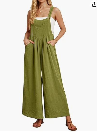 Women's Casual Loose Jumpsuit Pockets Polyester One Piece
