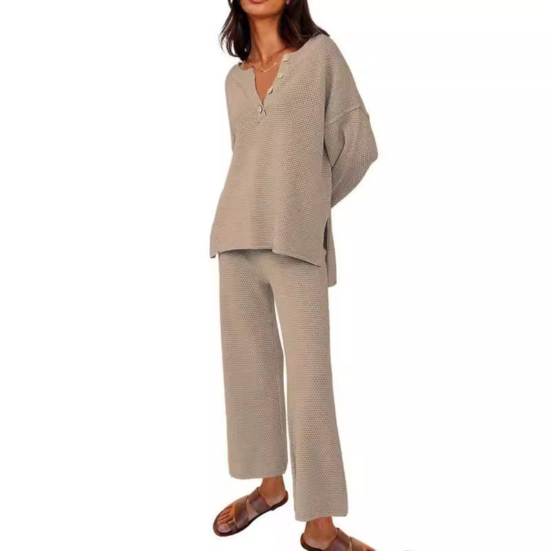 Sarah Express Women's Two-Piece Leisure Set Long Sleeve Top and Pants Casual Suit