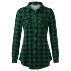 Women's Plaid Button Front Shirt Long Sleeve Casual Cardigan