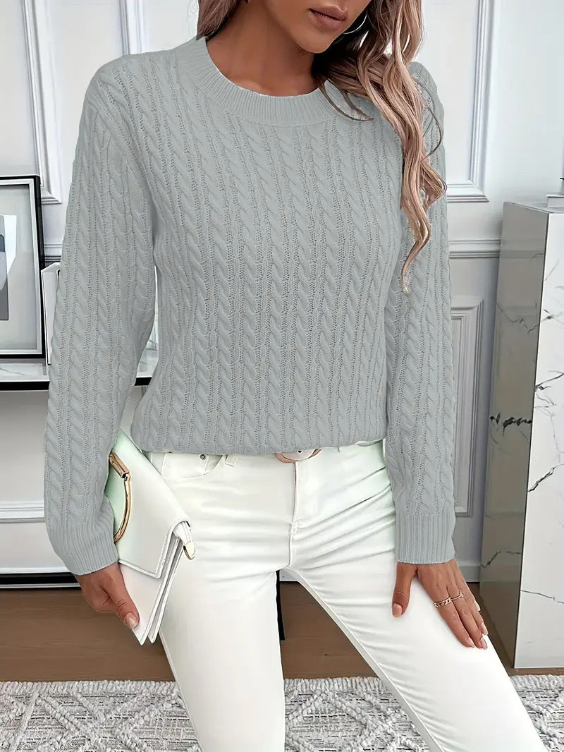 Women's Twist Detail Round Neck Knit Sweater Pullover