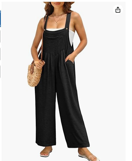 Women's Casual Loose Jumpsuit Pockets Polyester One Piece