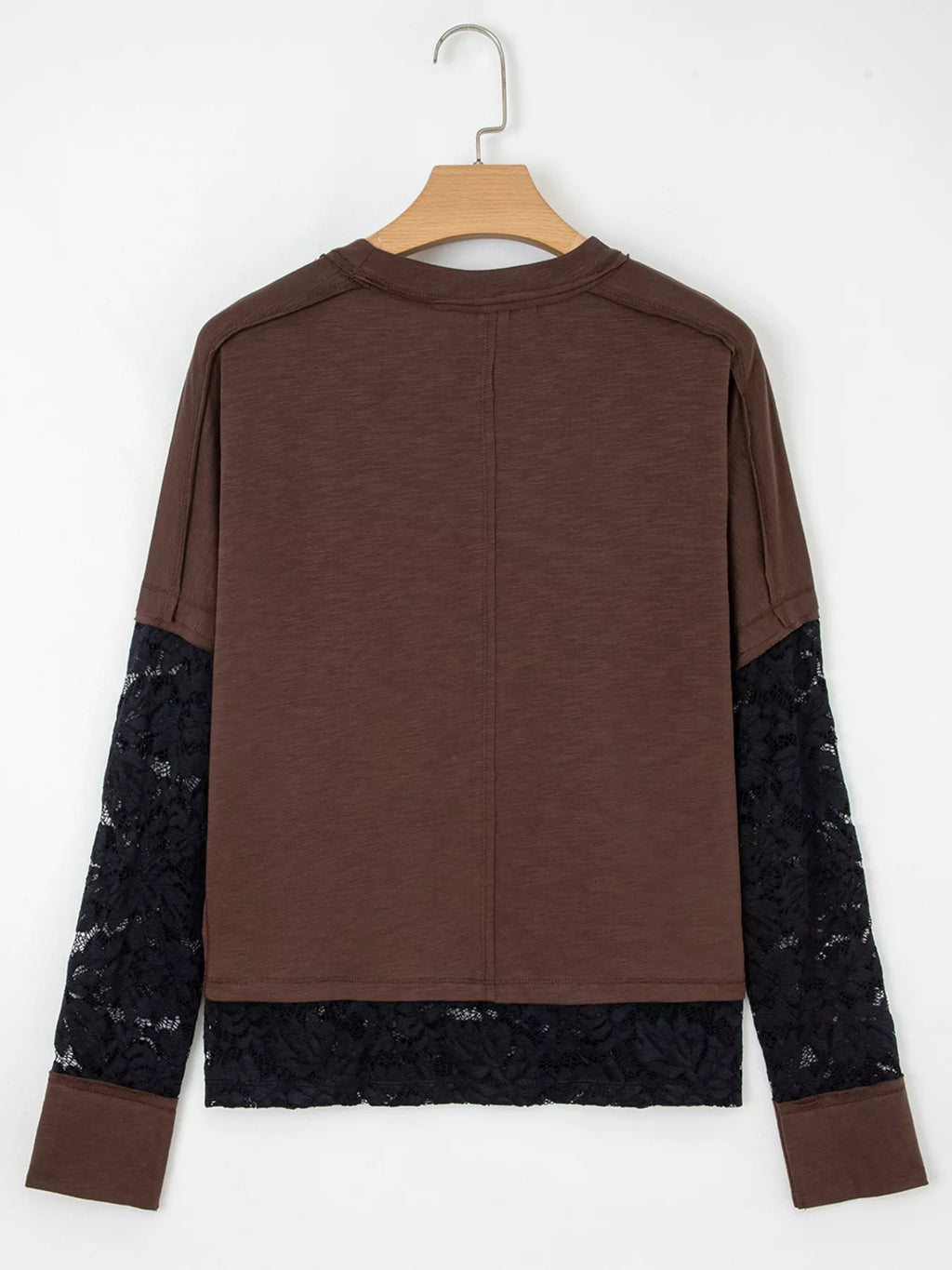 Sarah Express Women's Rhinestone Spooky Graphic Lace Patchwork Long Sleeve T Shirt