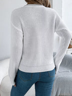 Sarah Express Women's Openwork Round Neck Sweater