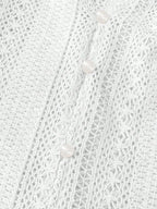 Sarah Express Women's Crochet Notched Button-Front Shirt