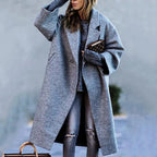 Women's Plaid Print Long Sleeve Coat Loose Fit Outerwear