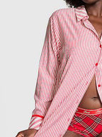 Sarah Express Women's Striped Long Sleeve Button-Up Shirt