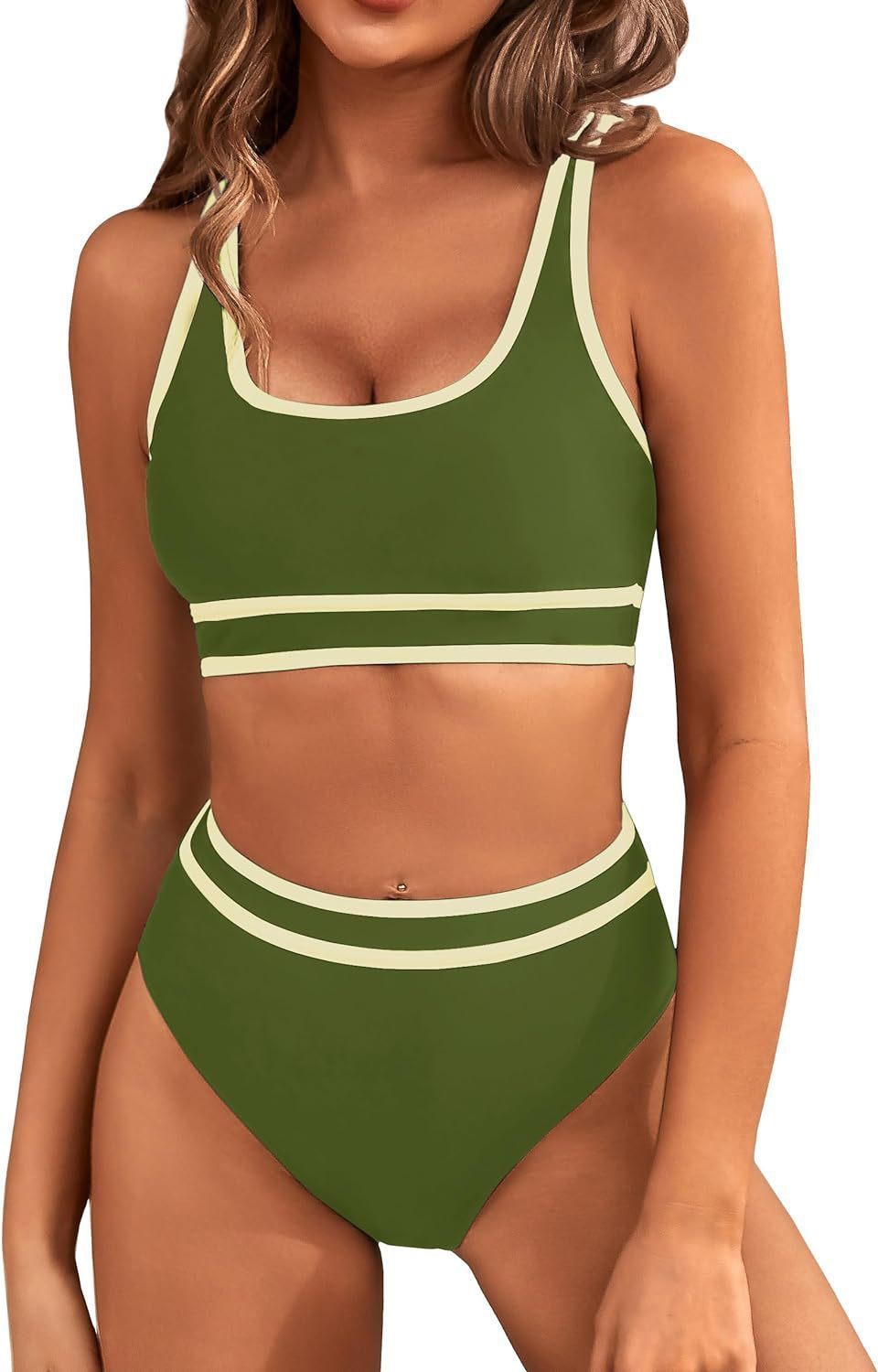 Women's Two-Piece Bikini Set - Tight-Fit Solid Color Swimsuit for Beach Swimming