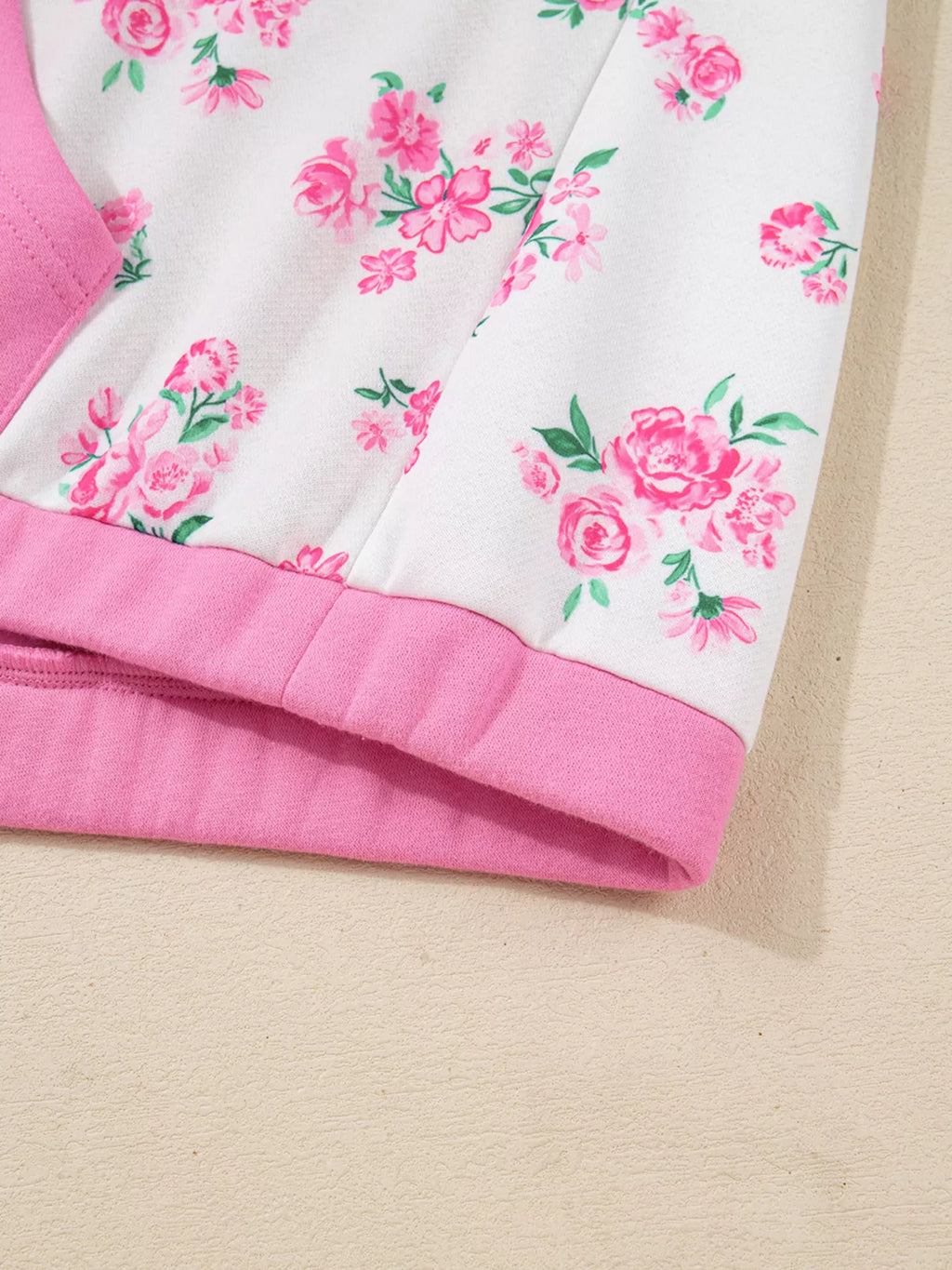 Sarah Express Women's Plus Size Contrast Polo Collar Floral Patchwork Long Sleeve Top