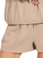 Fleece Boat Neck Sweatshirt and Shorts Set