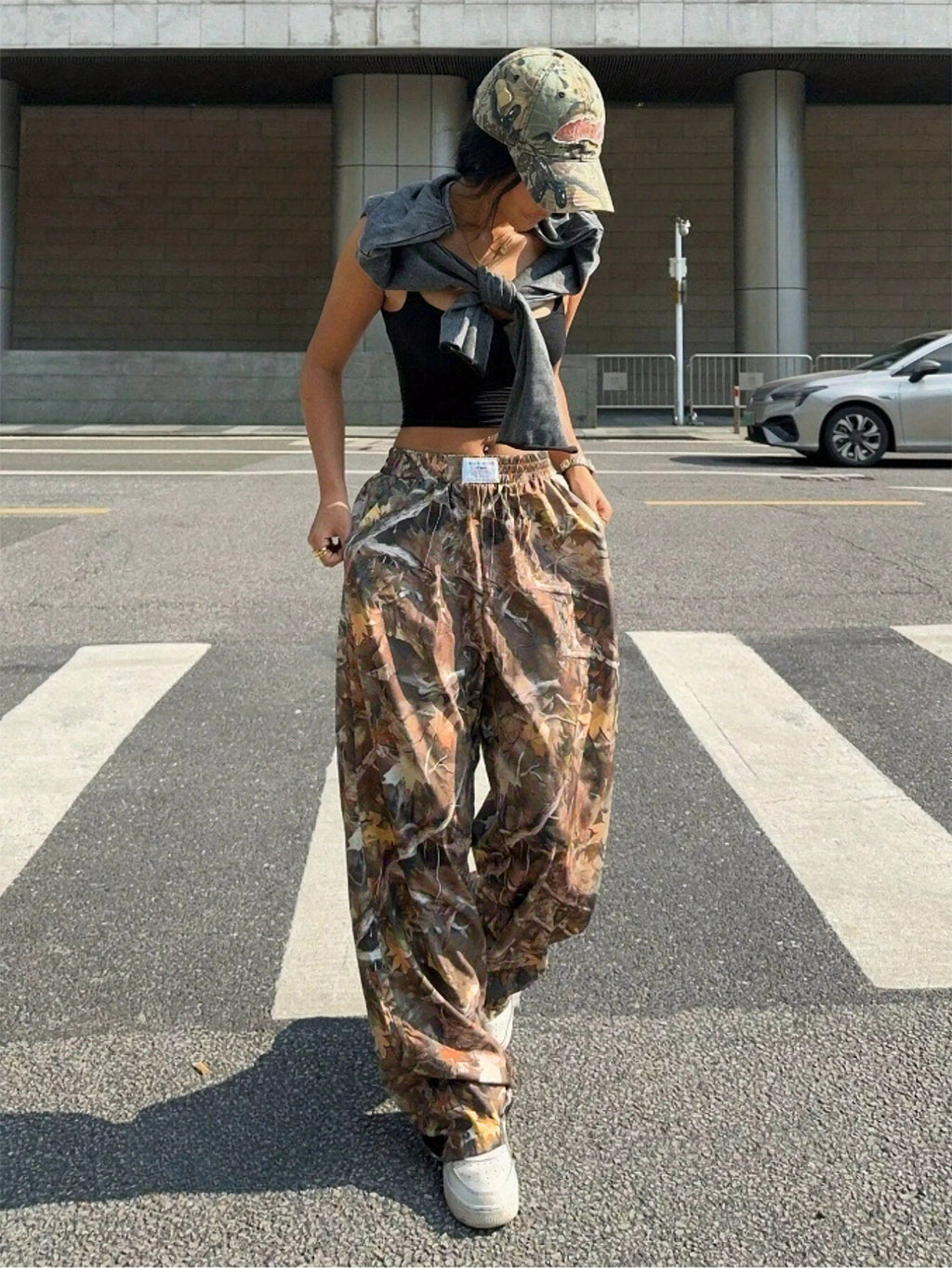 Women's Camo Cargo Pants Y2K - High Waist Baggy Multi-Pocket Hip-Hop Street Style
