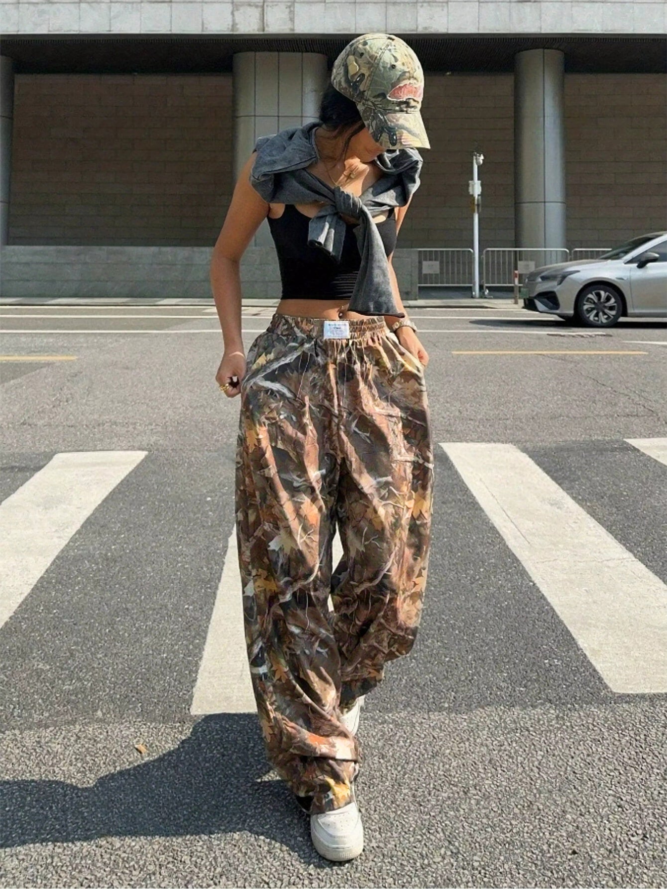 Women's Camo Cargo Pants Y2K - High Waist Baggy Multi-Pocket Hip-Hop Street Style