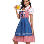 Women's Oktoberfest Dirndl Costume Bavarian Dress with Apron and Ribbon