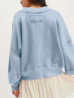 Sarah Express Women's Exposed Seam Dropped Shoulder Sweatshirt