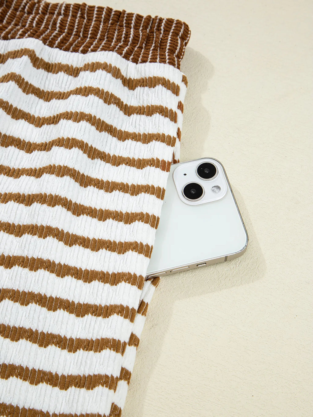 Sarah Express Women's Stripe Collared Top and Drawstring Pant Set