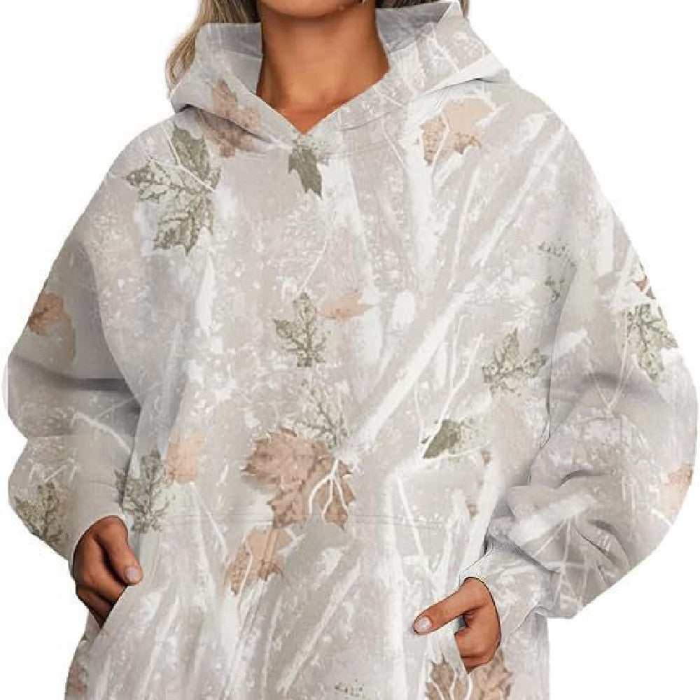 Women's Floral Print Hooded Sweatshirt Pullover with Pockets