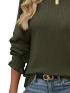 Sarah Express Women's Ribbed Knit Long Sleeve T-Shirt