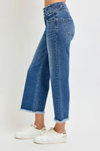 Sarah Express Women’s High Rise Crop Wide Leg Jeans with Wide Waistband
