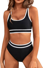 Women's Two-Piece Bikini Set - Tight-Fit Solid Color Swimsuit for Beach Swimming