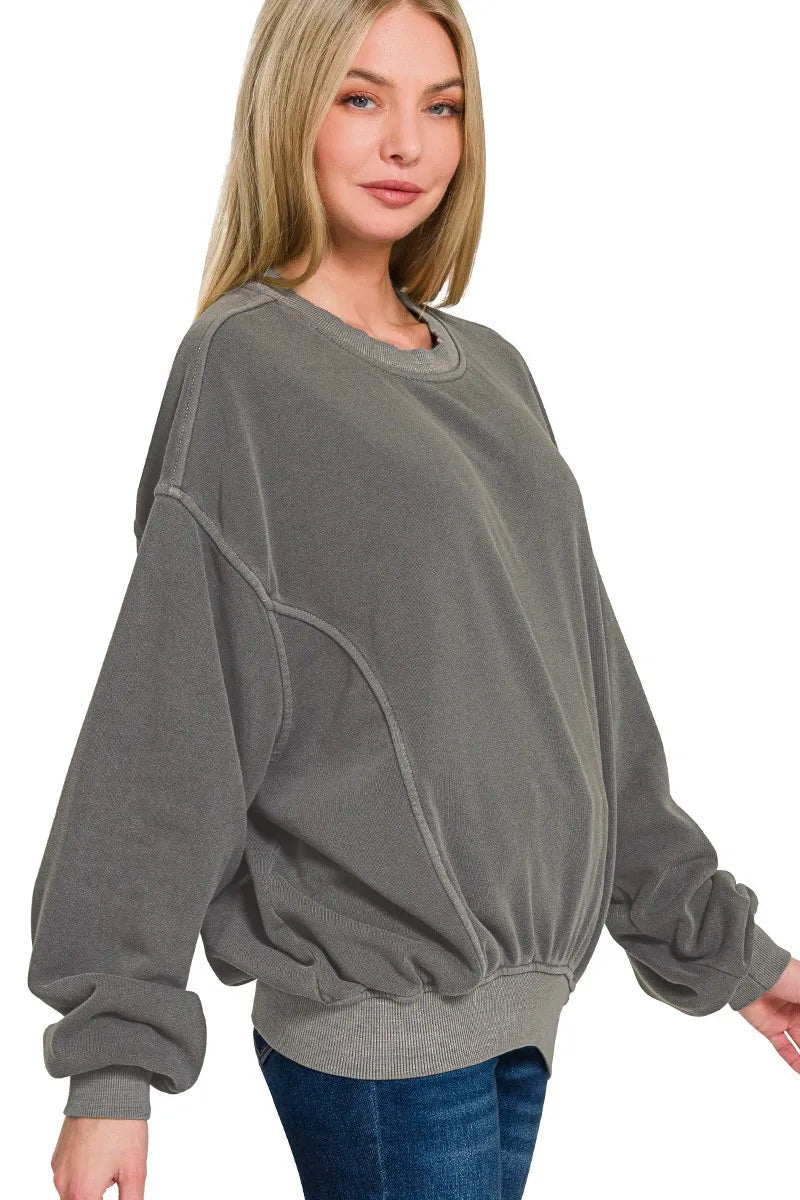 Sarah Express Women’s Oversized Pigment Dye Fleece Pullover