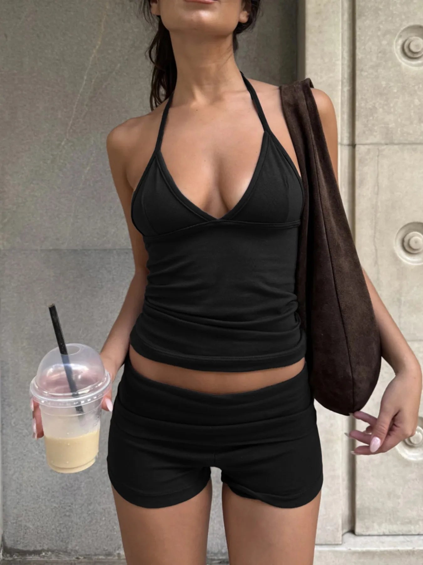 Sarah Express Women's Halter Neck Cami and Shorts Set