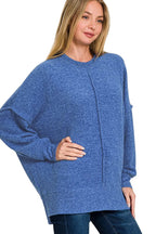 Sarah Express Women’s Oversized Brushed Melange Hacci Tunic Sweater