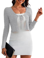 Sarah Express Women's Tie-Front Long Sleeve Cardigan