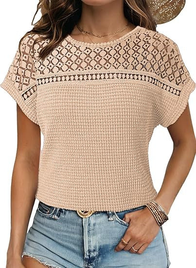 Hollow Cutout Breathable Short Sleeve T-Shirt Raglan Sleeve