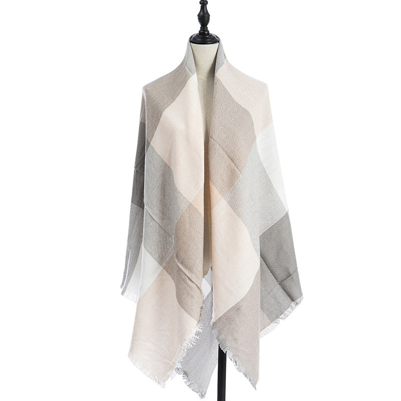 Women's Oversized Square Scarf Cashmere-like Double-Sided Shawl 140cm Woven Fall Winter Accessory