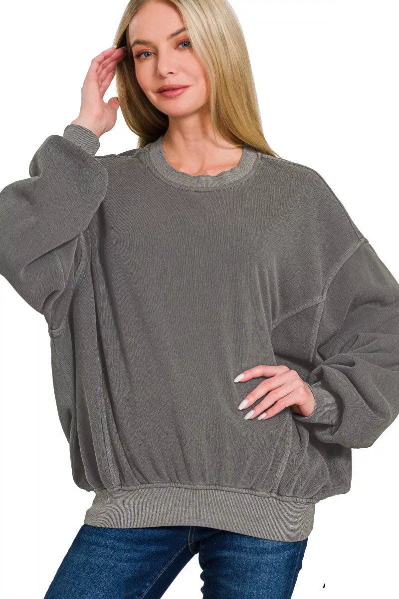 Sarah Express Women’s Oversized Pigment Dye Fleece Pullover