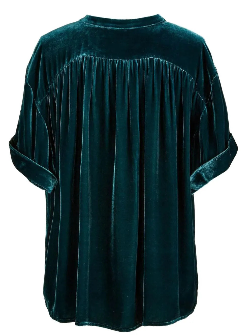 Sarah Express Women's Ruched Round Neck Short Sleeve Shirt