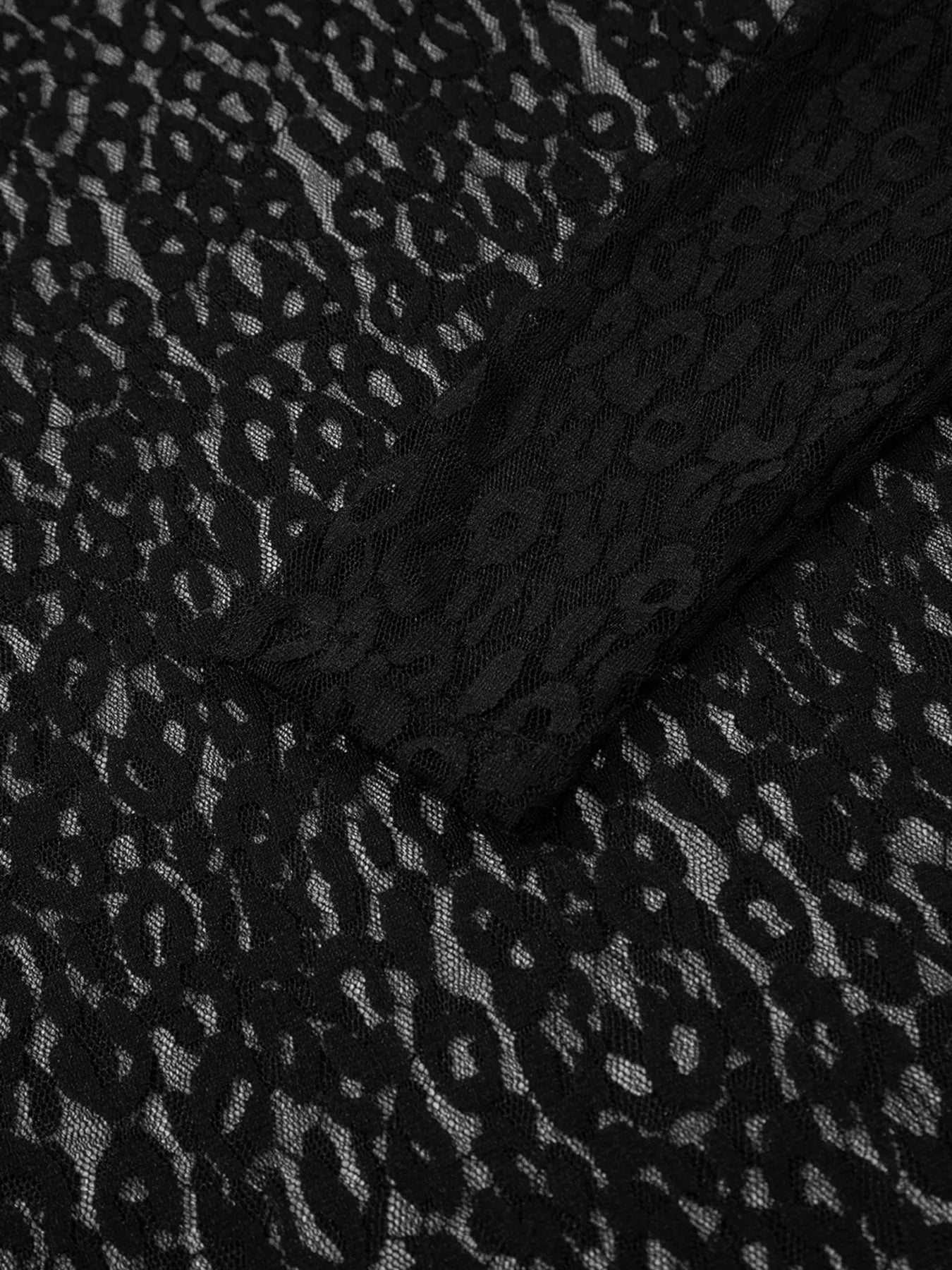 Sarah Express Women's Leopard Pattern Sheer Mesh Long Sleeve Top