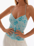 Sarah Express Women's Embroidered Sequin Tie Back Cami