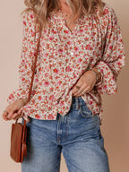 Sarah Express Women's Floral Long Sleeve Button Down Blouse