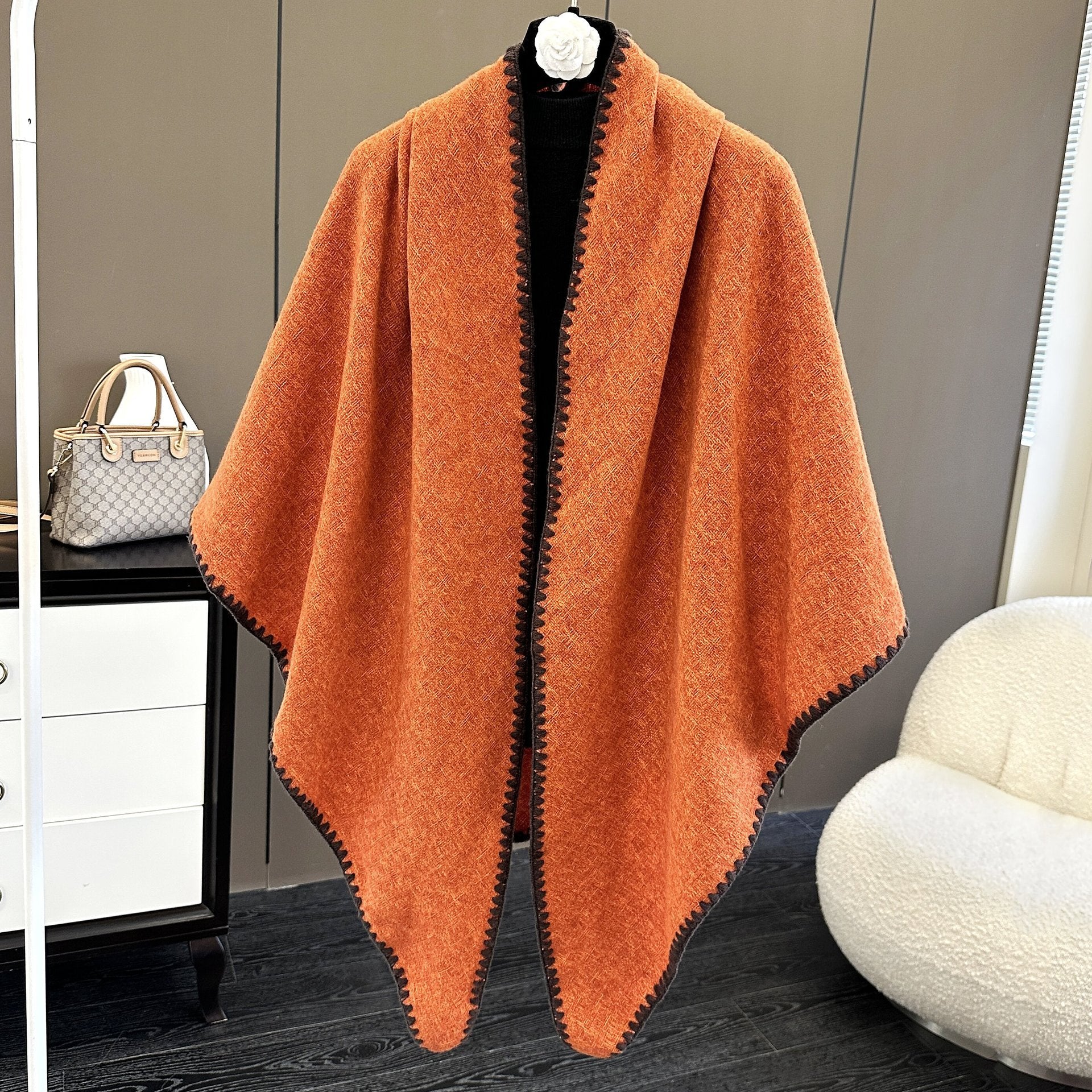 Oversized Polyester Scarf Shawl Wrap Printed Plaid Women's Fall Winter Accessory