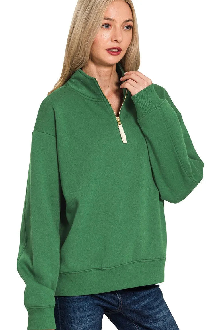 Sarah Express Women’s Fleece Half Zip Sweatshirt with Stand-Up Collar