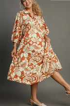 Sarah Express Women’s Plus Size Floral Tiered Midi Shirt Dress