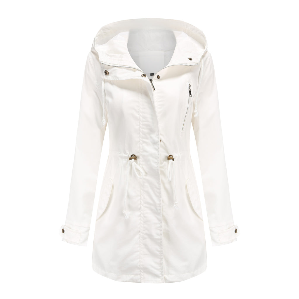 Sarah Express Women's Cotton Anorak Coat - Mid-Length Jacket with Pockets for Spring Fall
