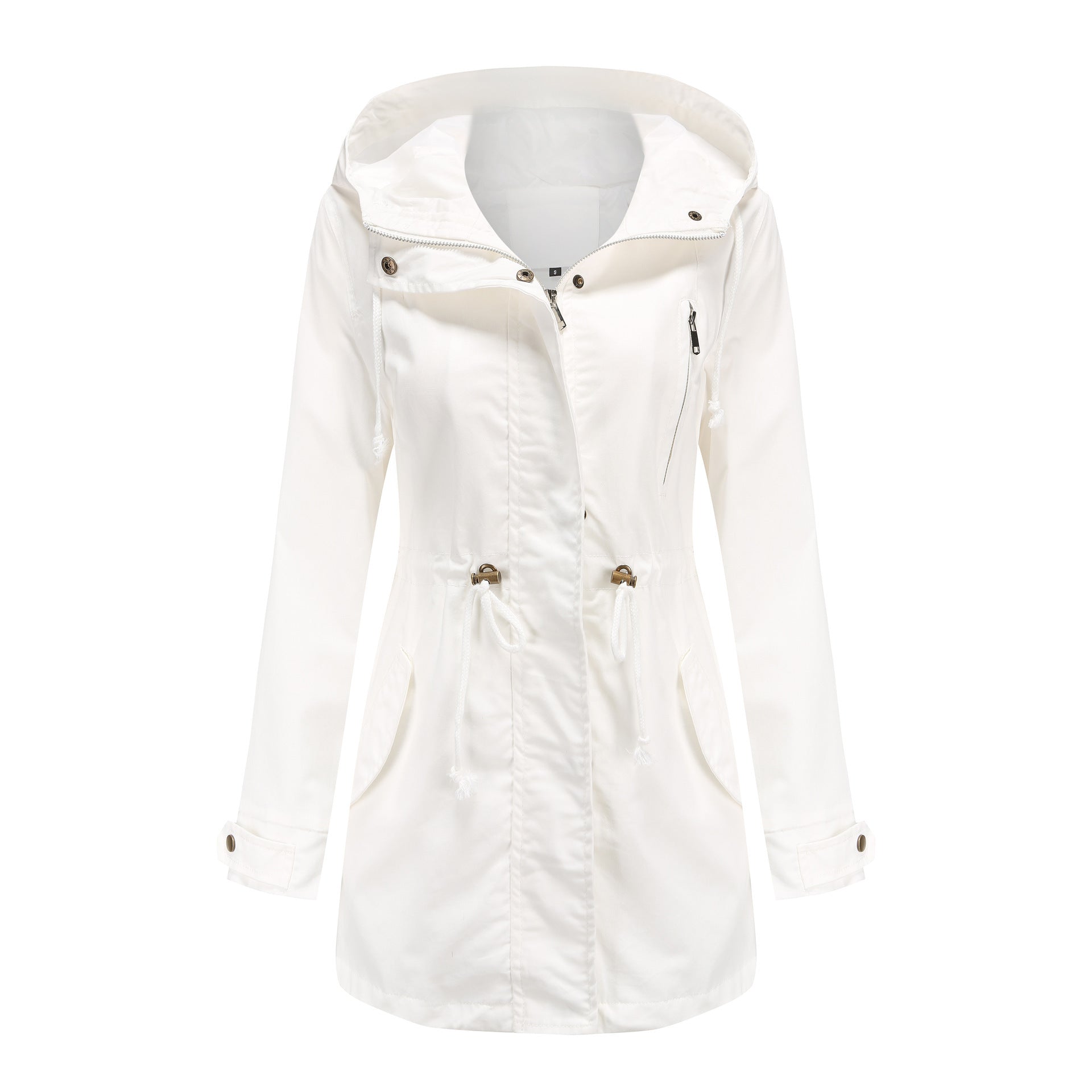 Sarah Express Women's Cotton Anorak Coat - Mid-Length Jacket with Pockets for Spring Fall